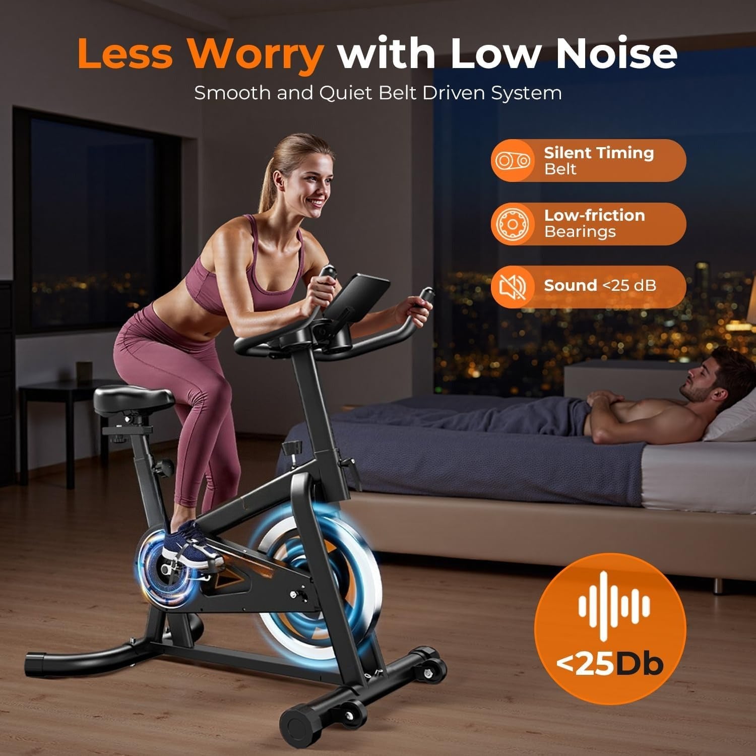 App‑Enabled Quiet Home Exercise Bike