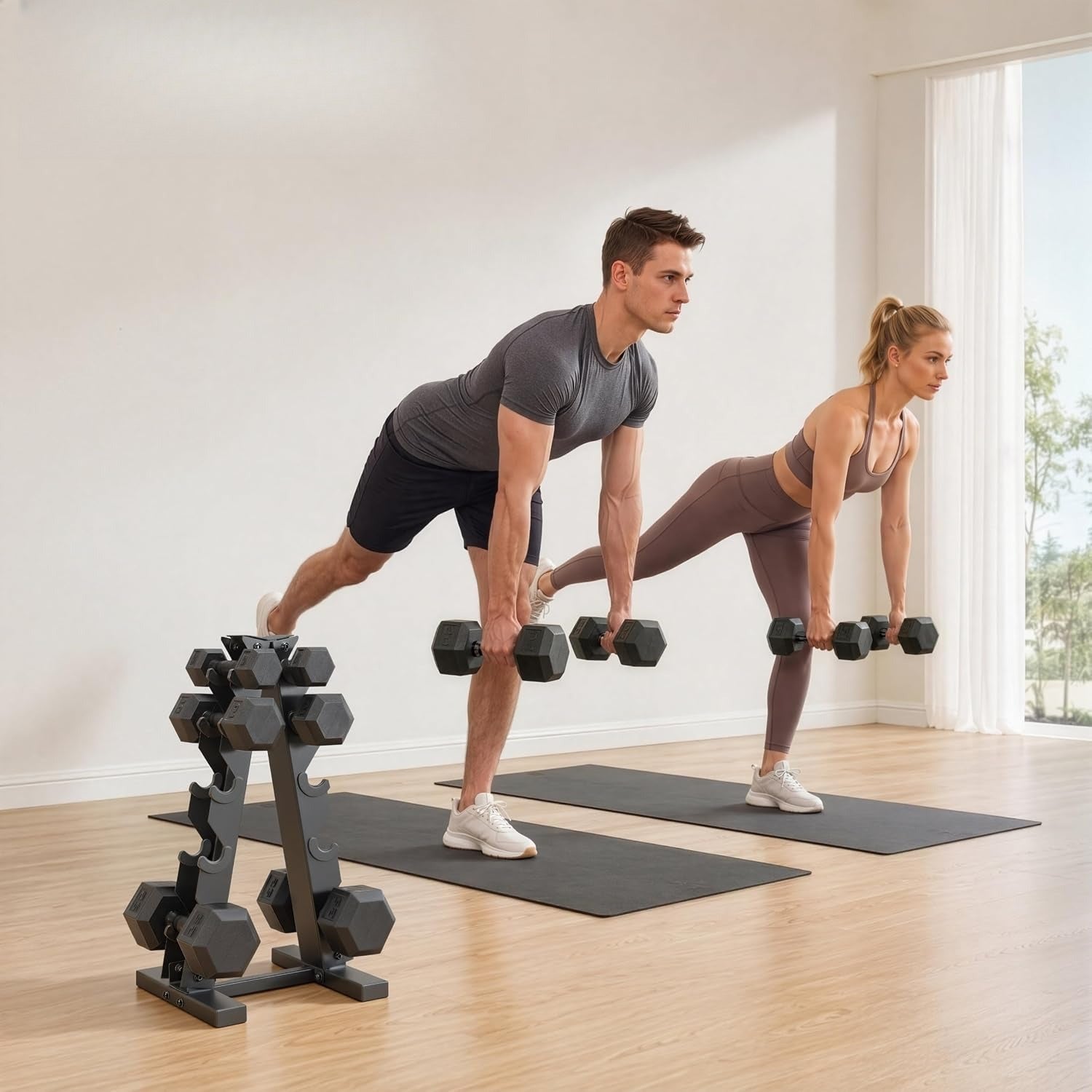 Hex Dumbbell Set With Storage Rack