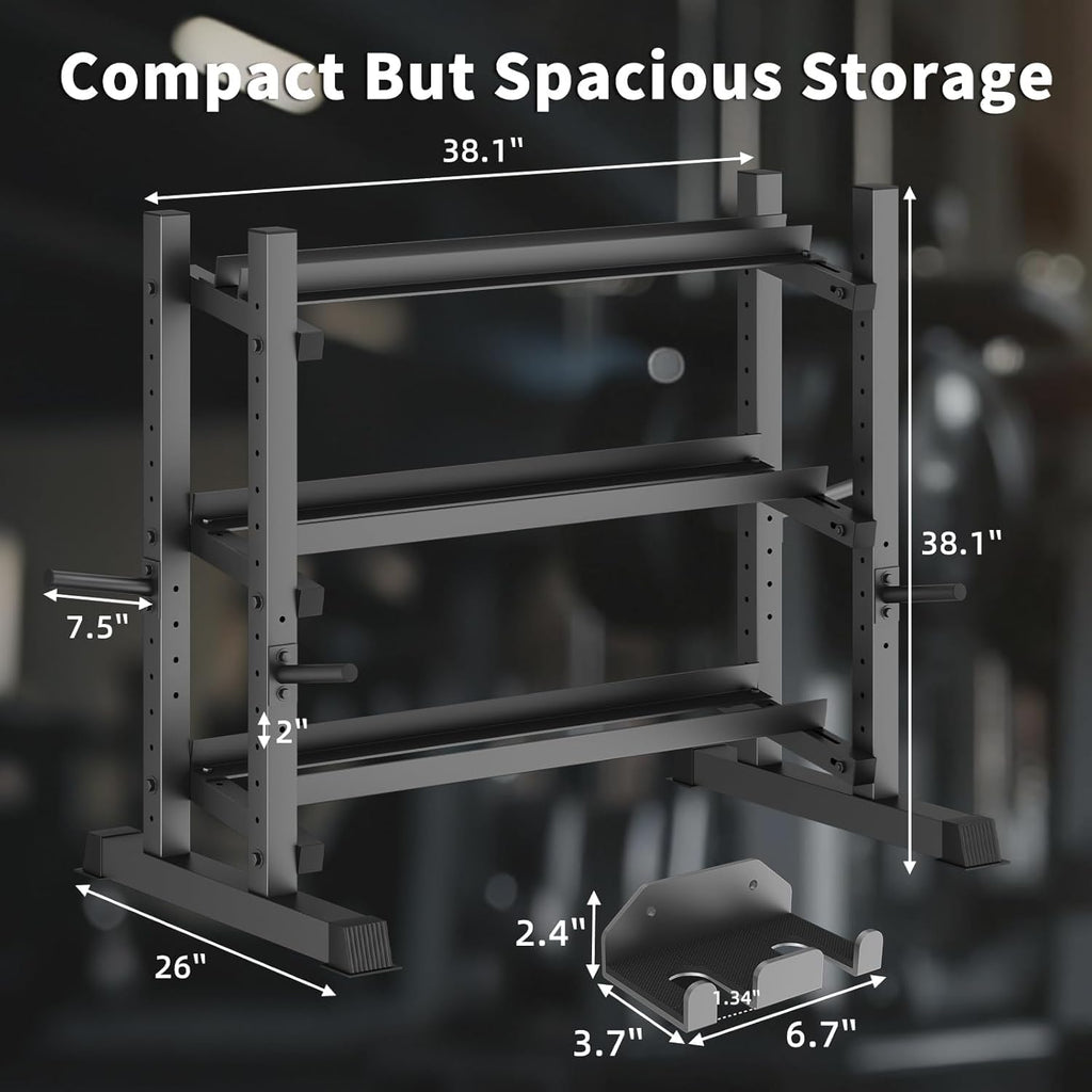 3‑Tier Commercial Dumbbell Storage Rack