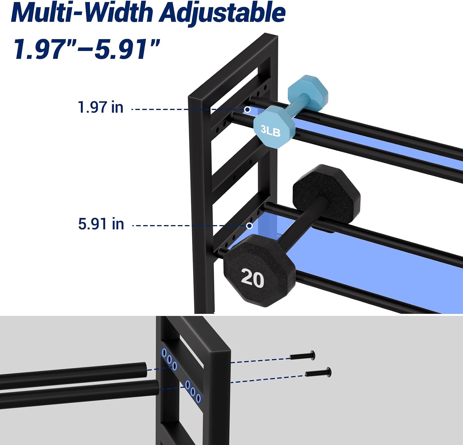 2‑Tier Wheeled Dumbbell Storage Rack