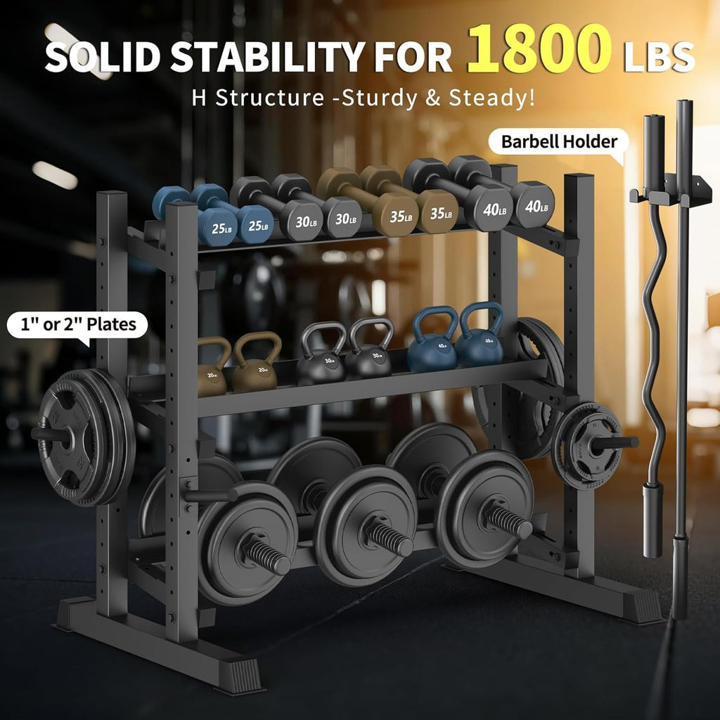 3‑Tier Commercial Dumbbell Storage Rack