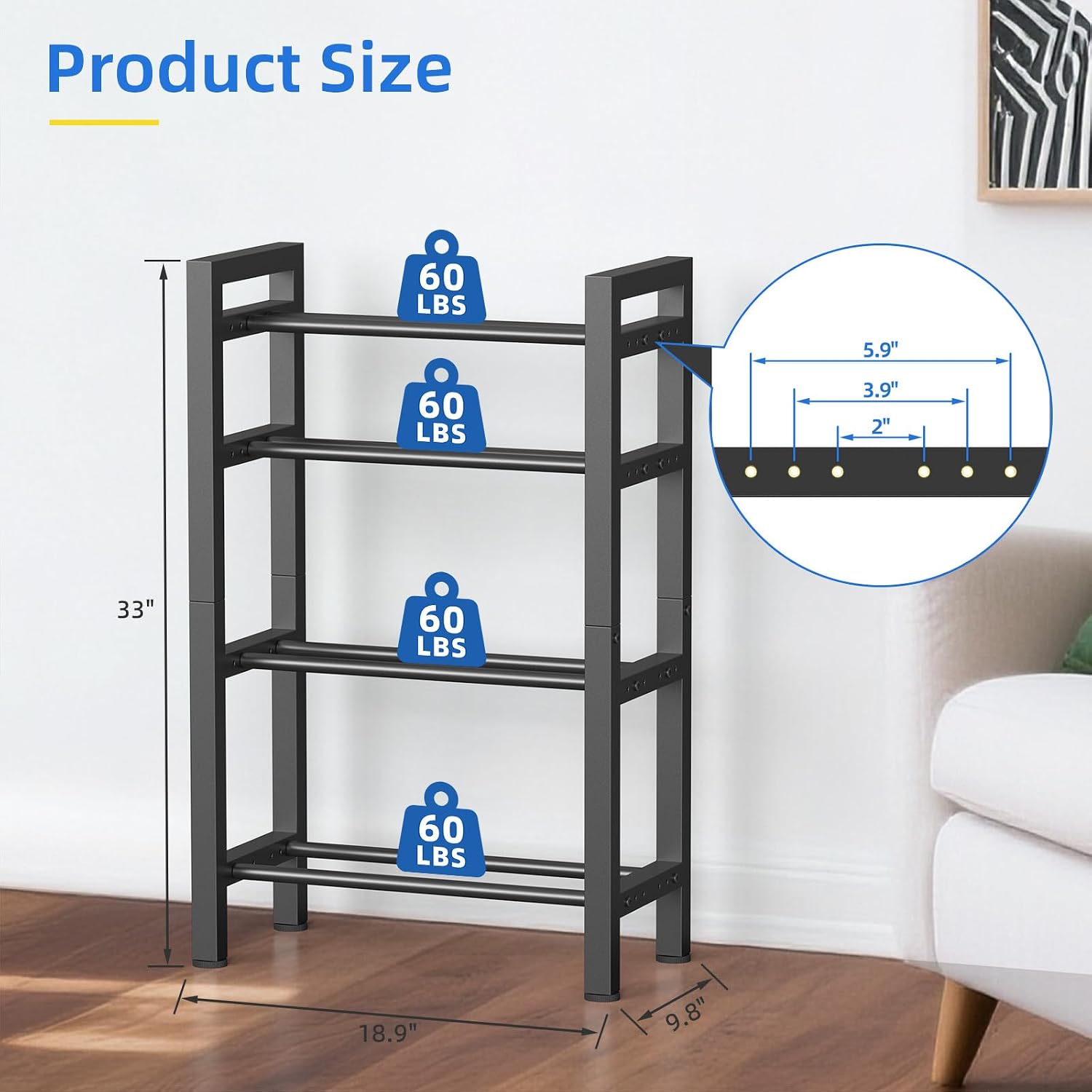 4‑Tier Heavy‑Duty Dumbbell Rack