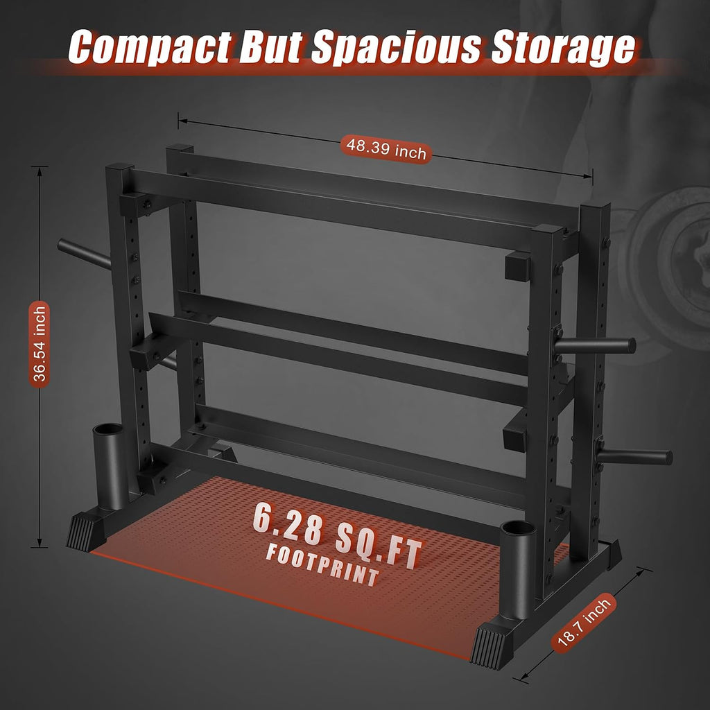 3‑Tier H‑Frame Weight Storage Rack