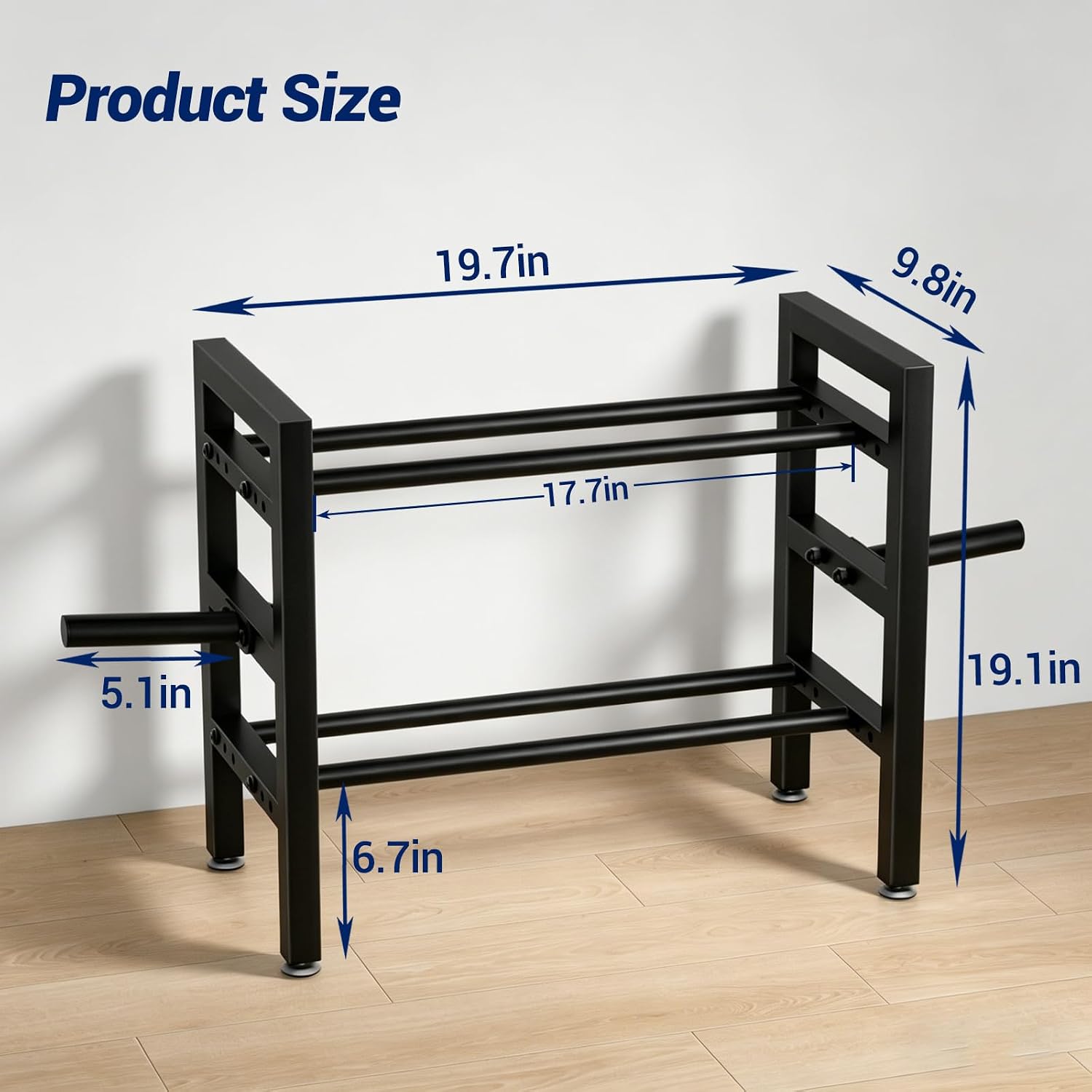 2‑Tier Wheeled Dumbbell Storage Rack