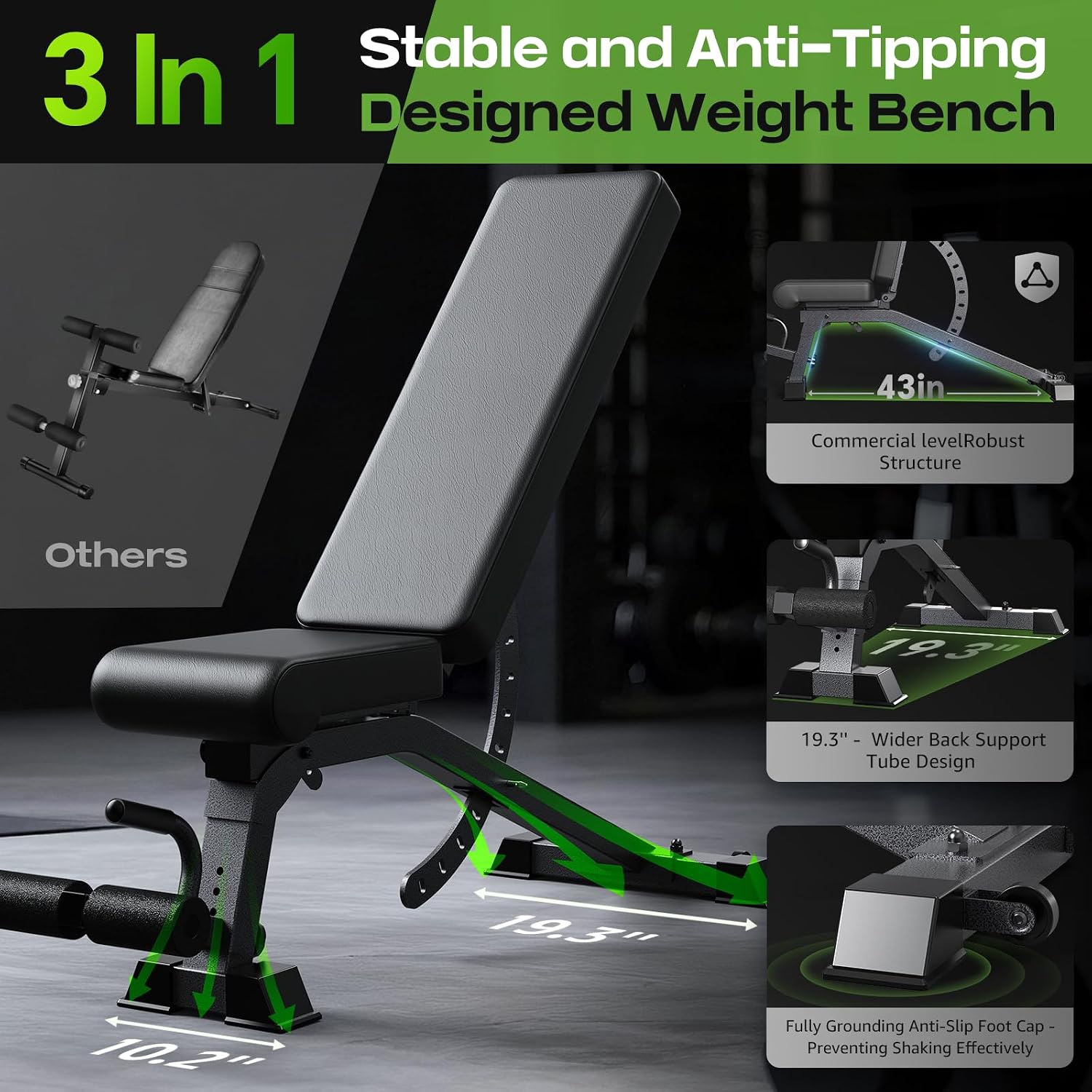 Commercial Adjustable Weight Training Bench
