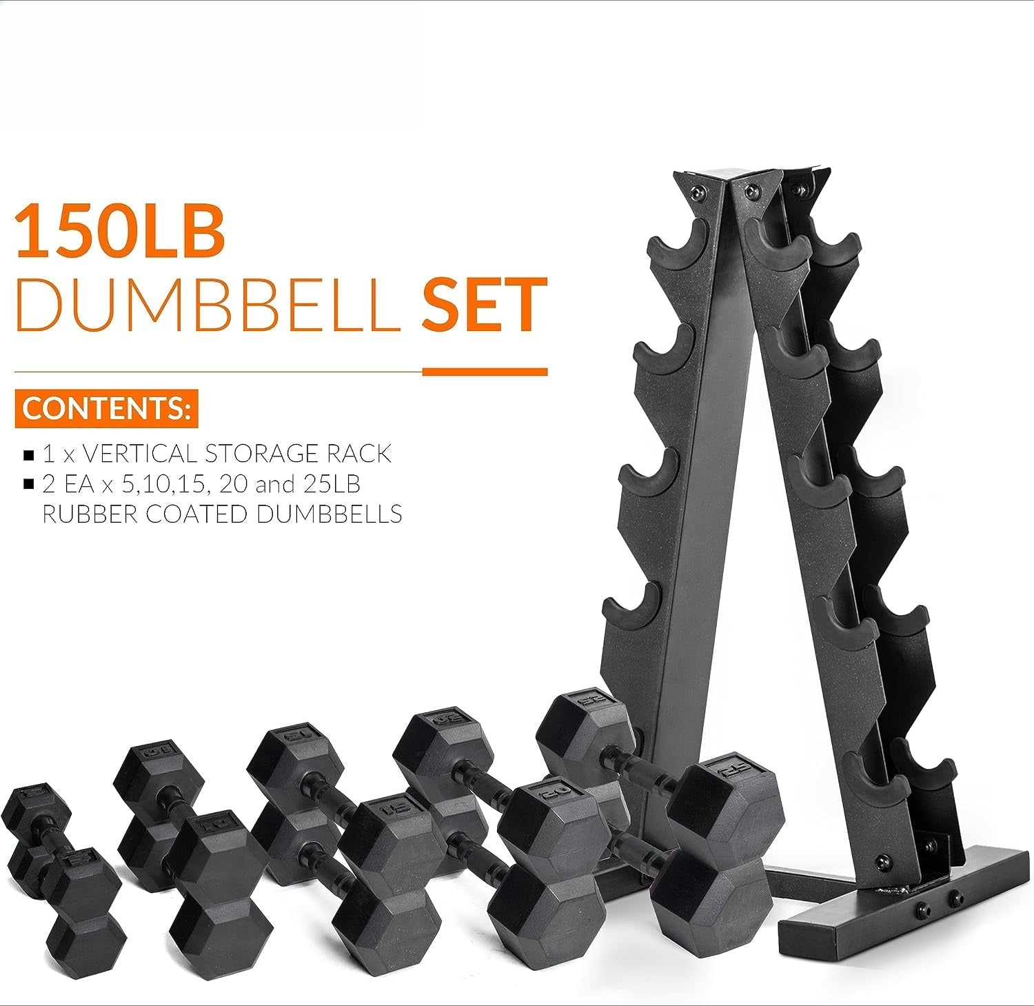 Hex Dumbbell Set With Storage Rack