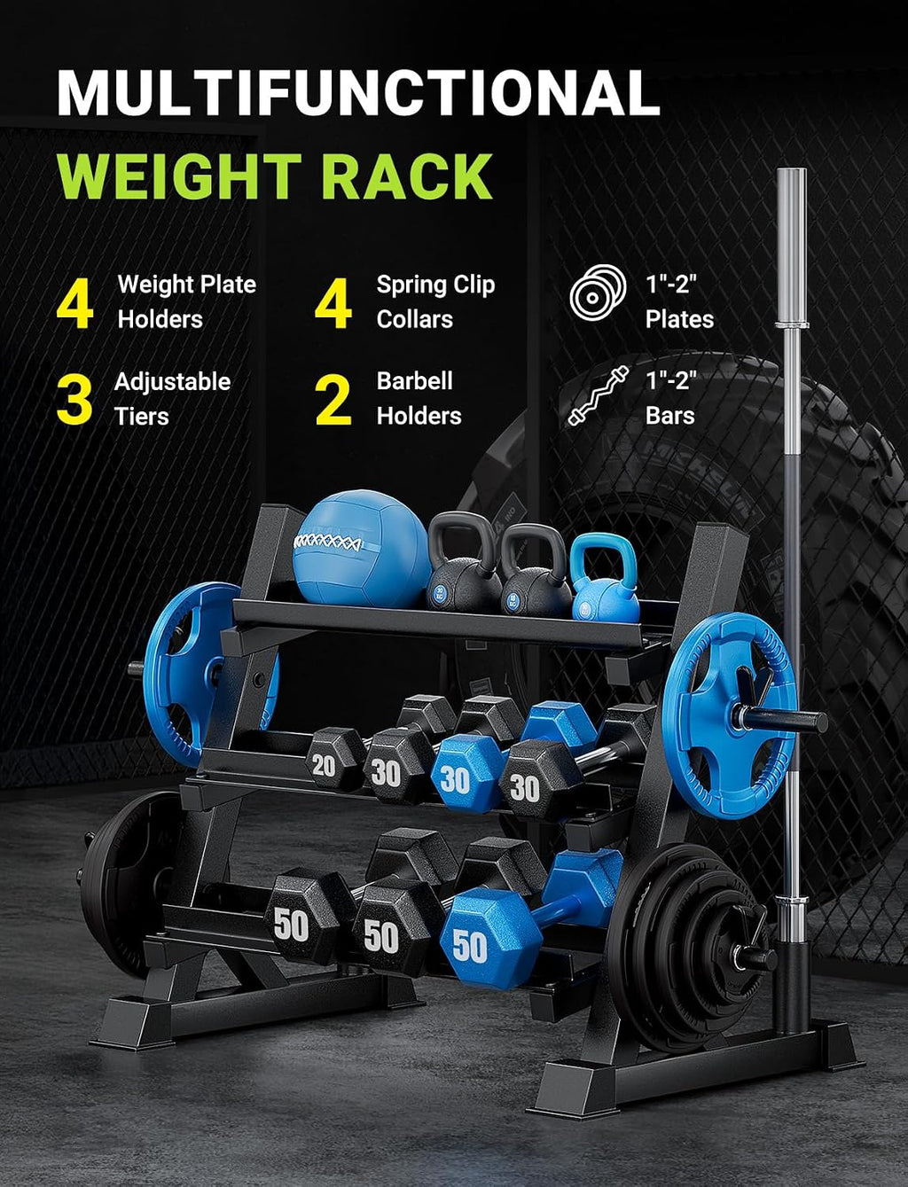3‑Tier Heavy‑Duty Weight Storage Rack