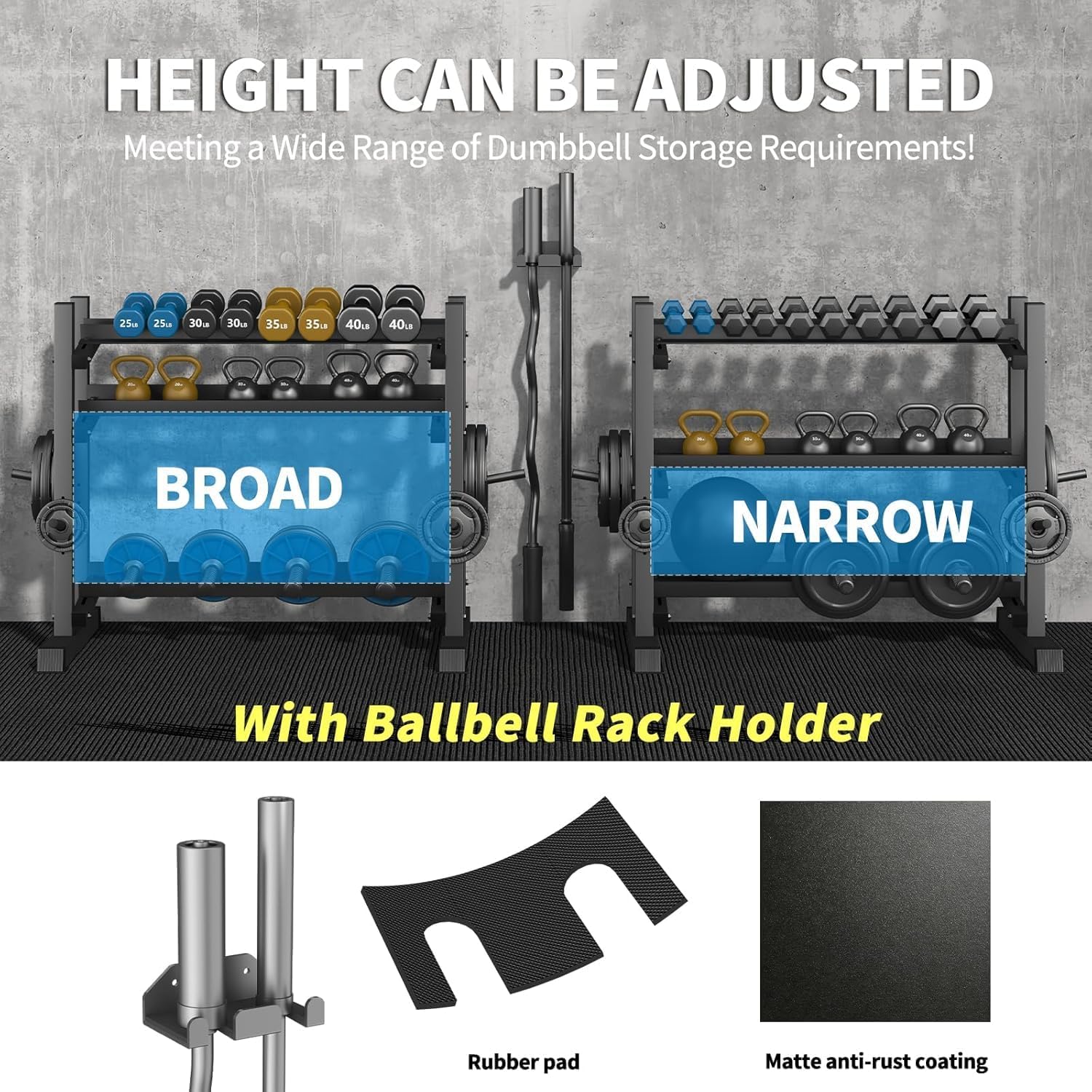 3‑Tier Commercial Dumbbell Storage Rack