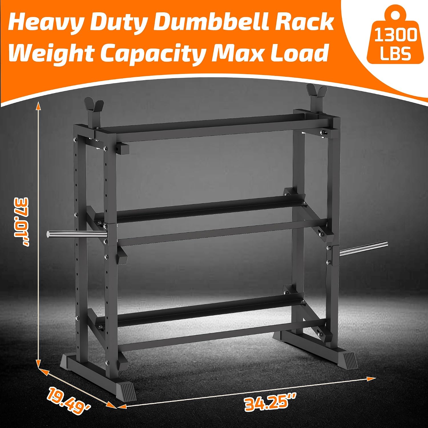 Adjustable 3‑Tier Gym Weight Rack