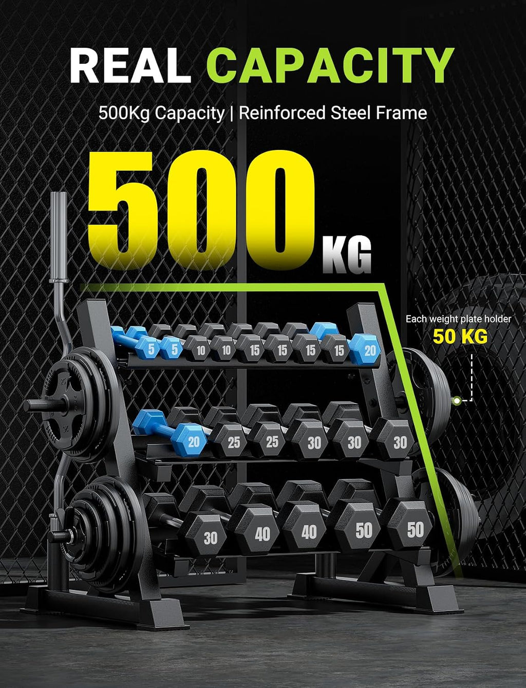 3‑Tier Heavy‑Duty Weight Storage Rack