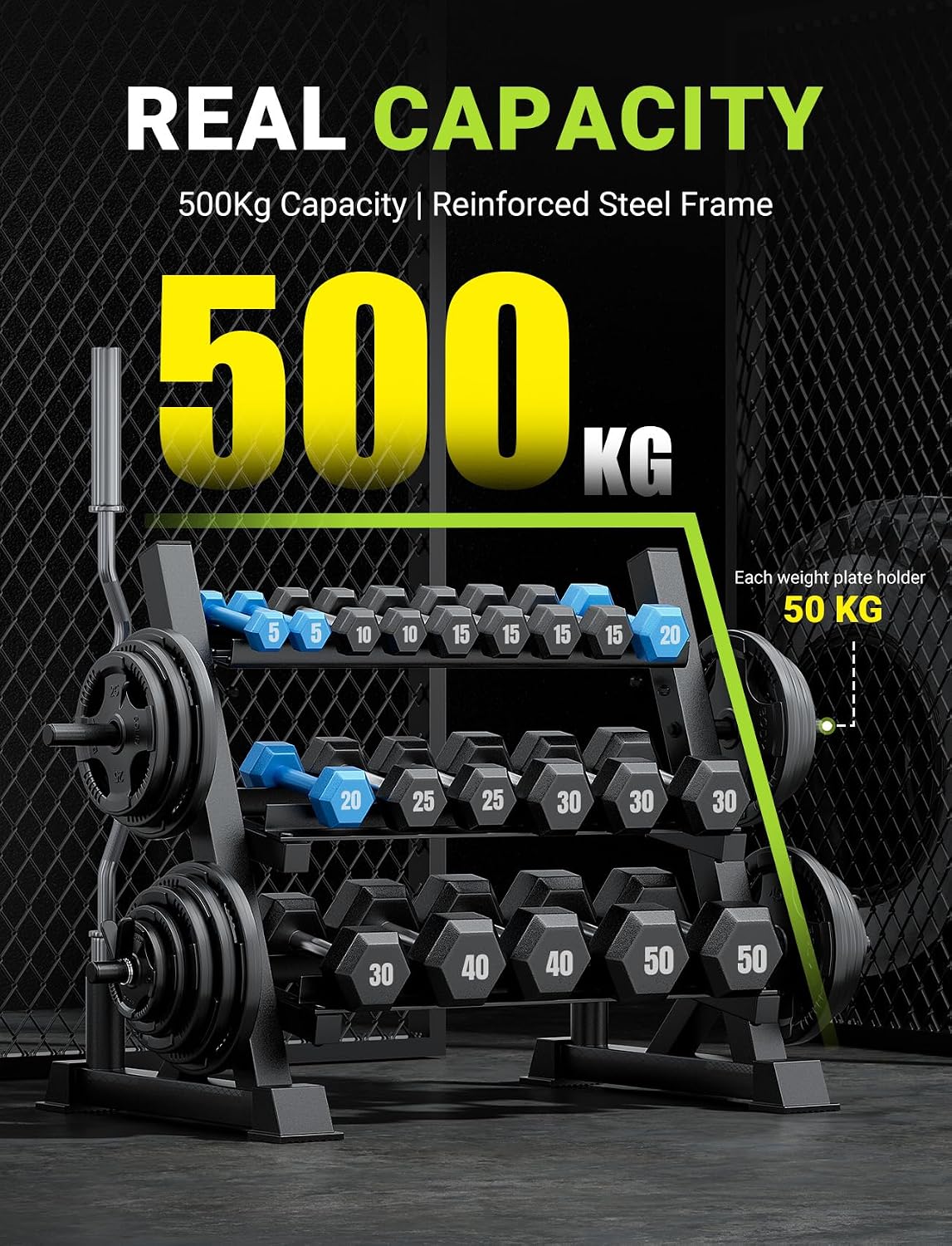 3‑Tier Heavy‑Duty Weight Storage Rack