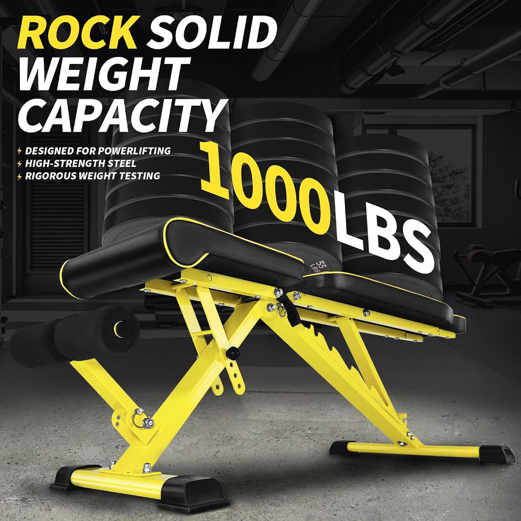 Yellow Folding Adjustable Weight Bench