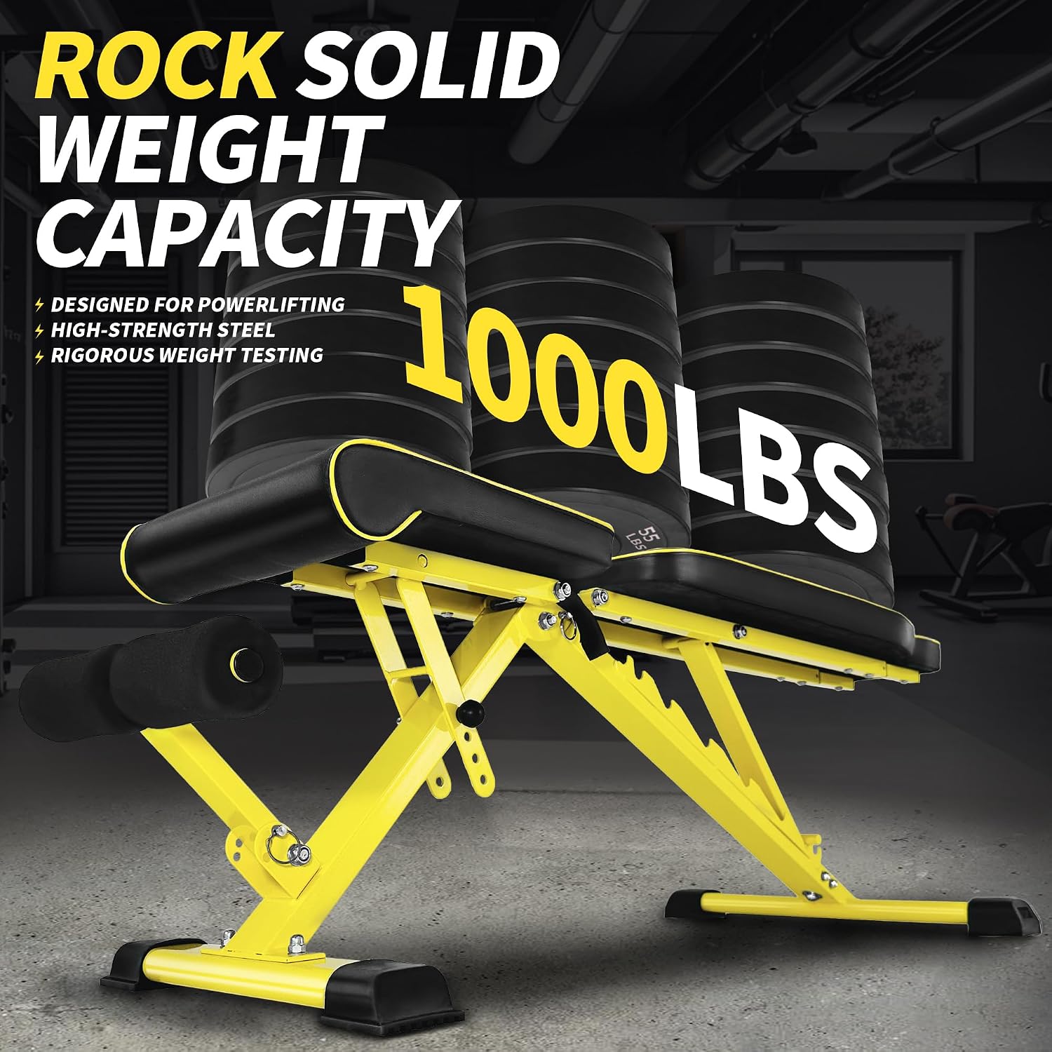 Yellow Folding Adjustable Weight Bench