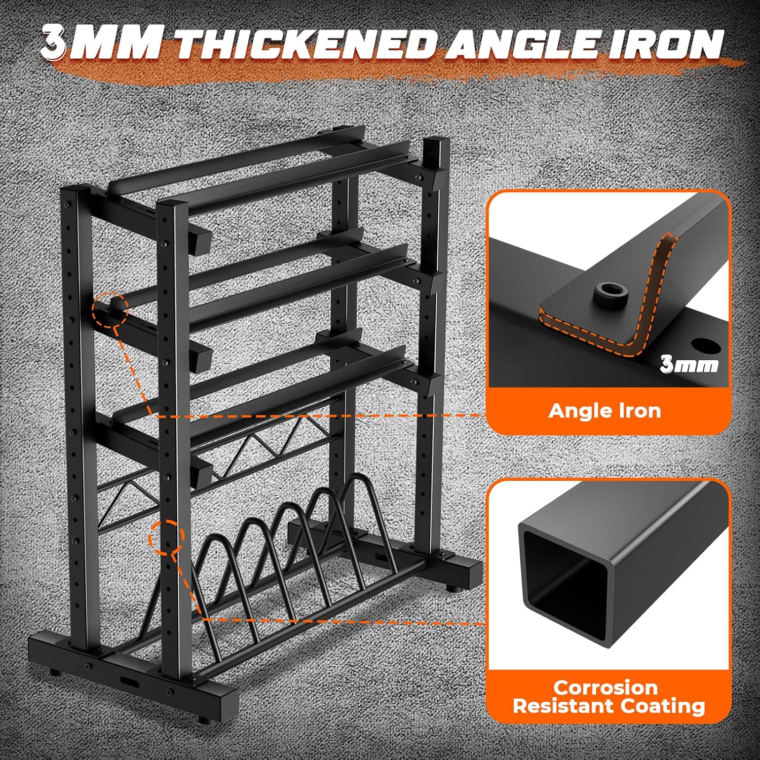 4‑Tier Adjustable Weight Storage Rack