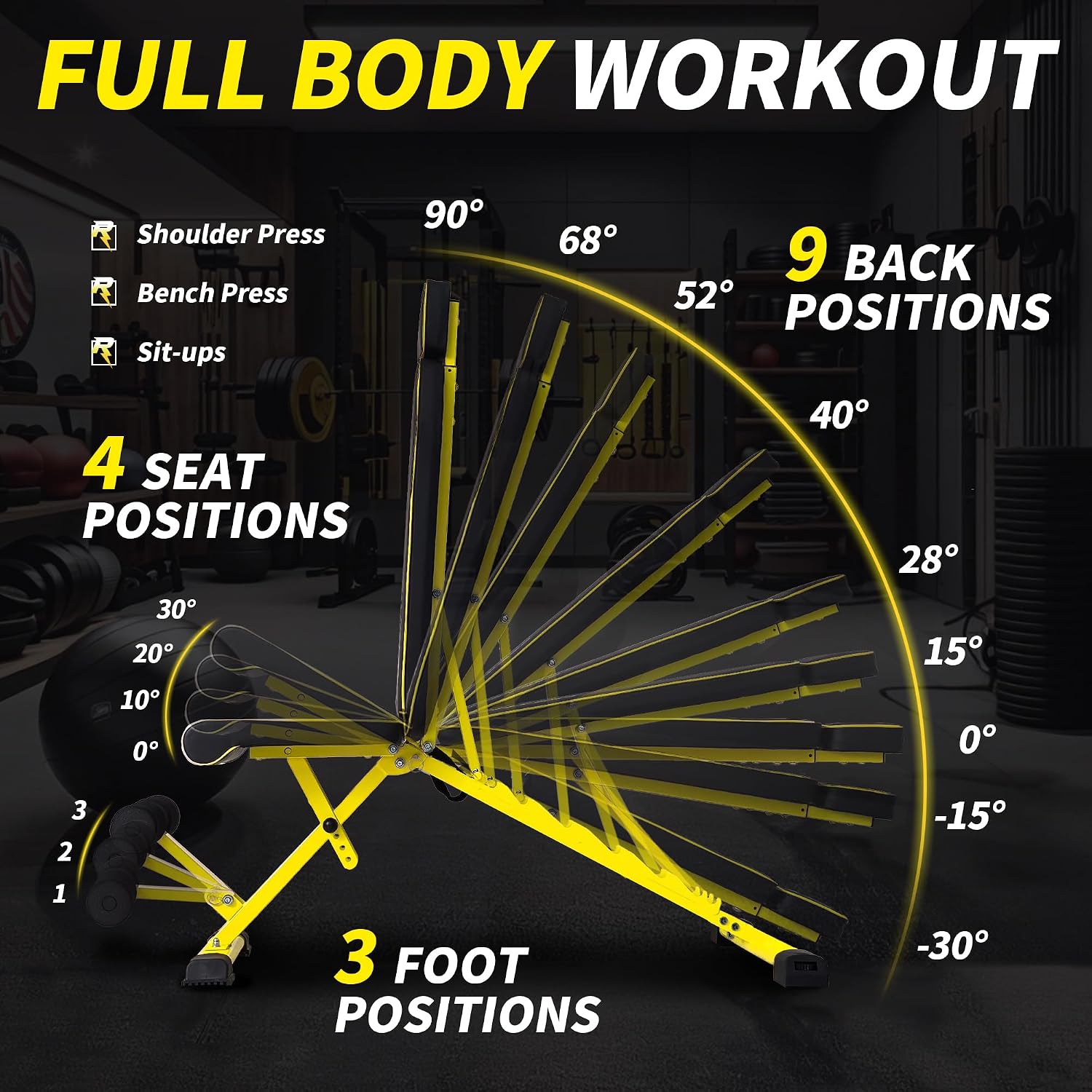 Yellow Folding Adjustable Weight Bench