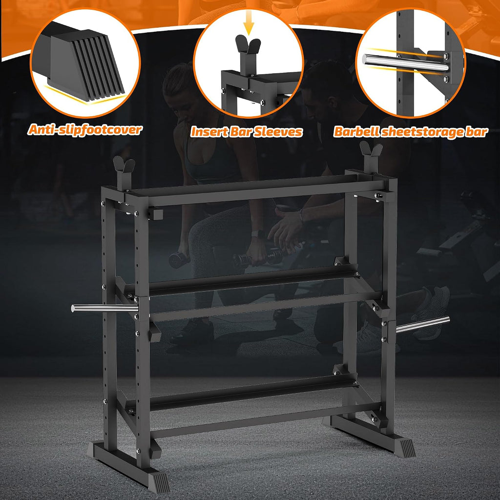 Adjustable 3‑Tier Gym Weight Rack