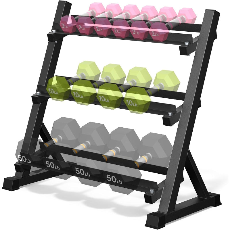 3‑Tier Heavy‑Duty Dumbbell Rack