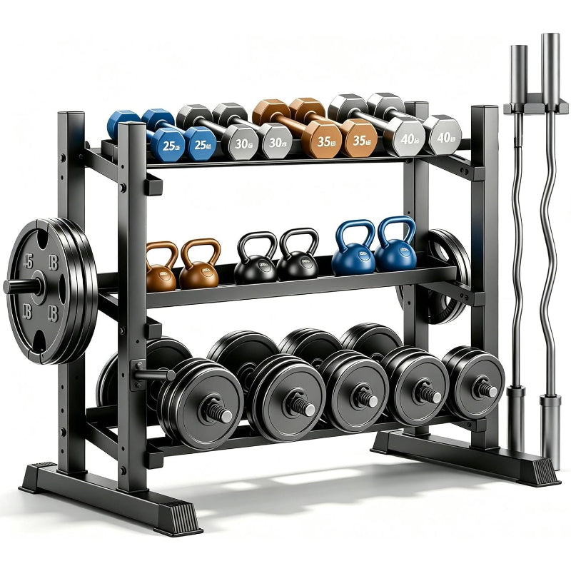 3‑Tier Commercial Dumbbell Storage Rack