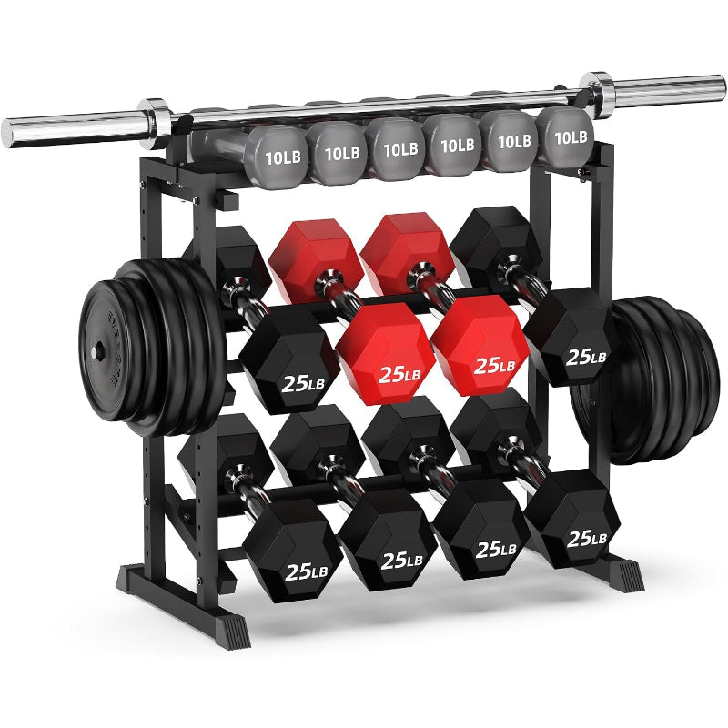 Adjustable 3‑Tier Gym Weight Rack