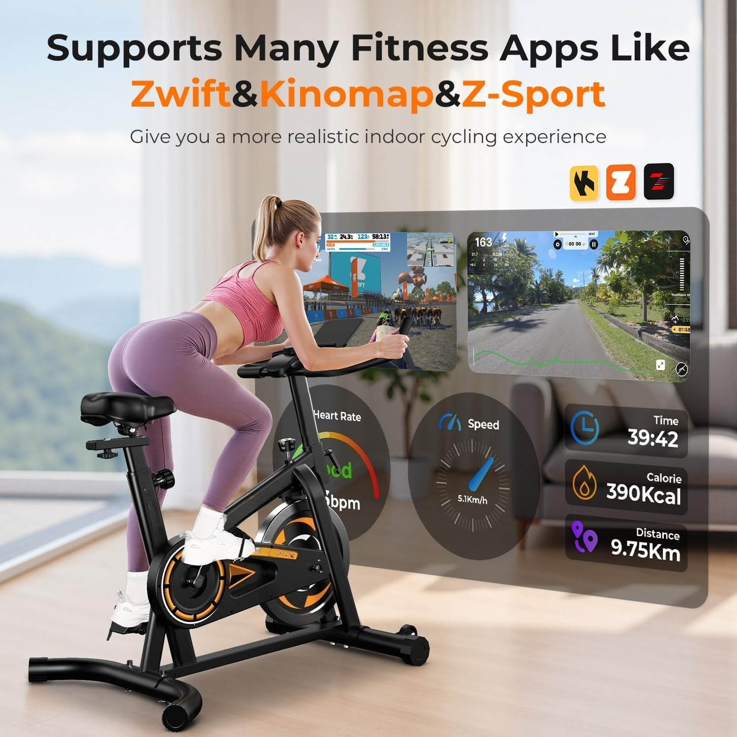 App‑Enabled Quiet Home Exercise Bike